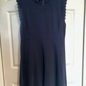 Talbots Women's XL Navy Blue Sleeveless Fit-and-Flare Knee Dress